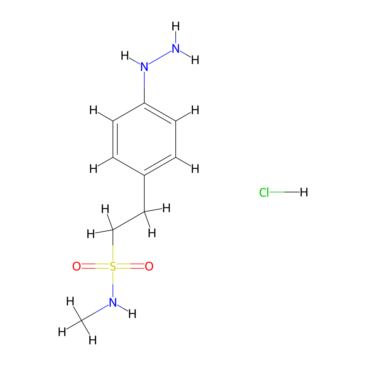 2-(4-Hydrazinylphenyl)-N-methylethanesulfonamide hydrochloride molecular structure, CAS 42381-27-1