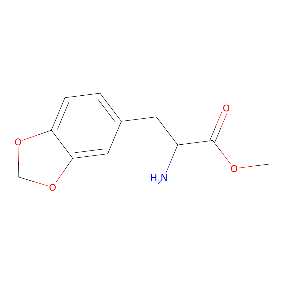 Methyl 2-amino-3-(1,3-dioxaindan-5-yl)propanoate molecular structure, CAS 42381-58-8