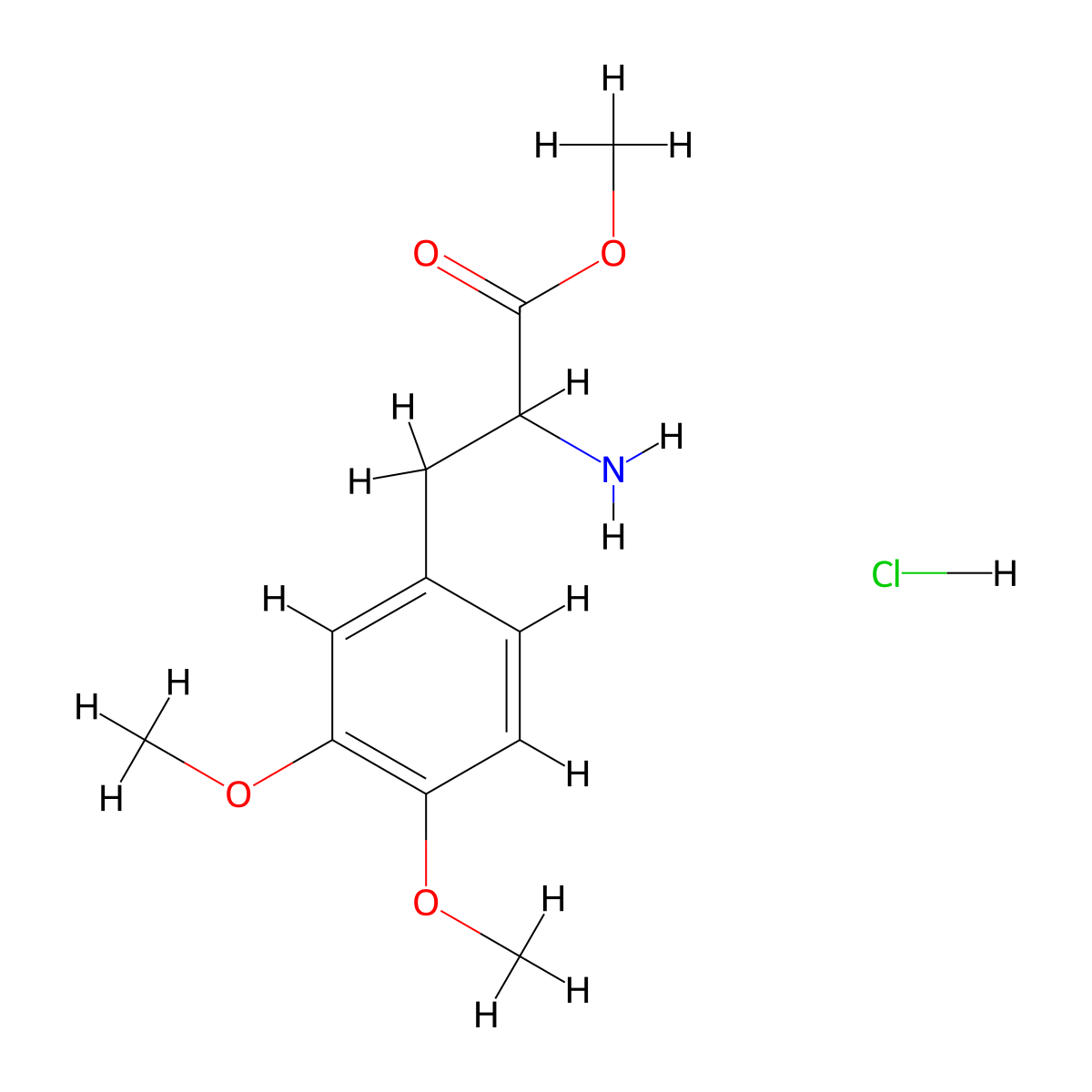 Methyl 2-amino-3-(3,4-dimethoxyphenyl)propanoate hydrochloride molecular structure, CAS 42381-59-9