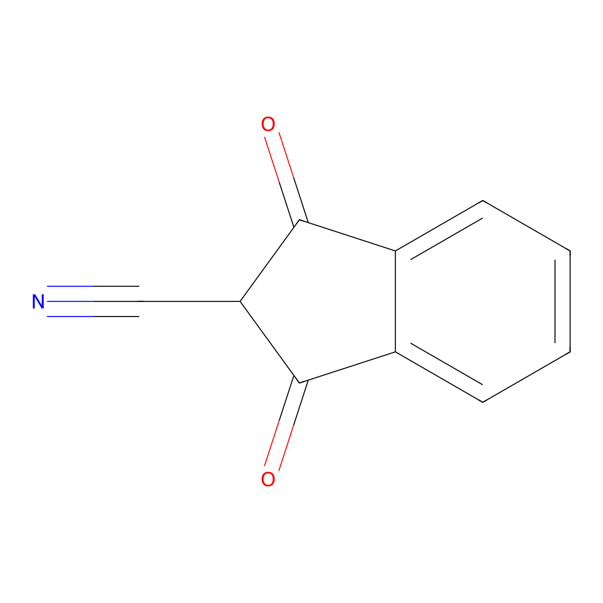 1,3-dioxo-2,3-dihydro-1H-indene-2-carbonitrile molecular structure, CAS 42382-92-3