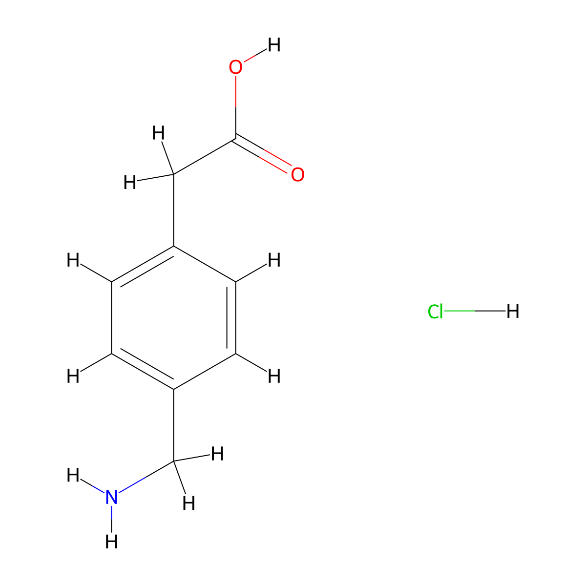 (4-(Aminomethyl)phenyl)acetic acid--hydrogen chloride (1/1) molecular structure, CAS 42383-05-1