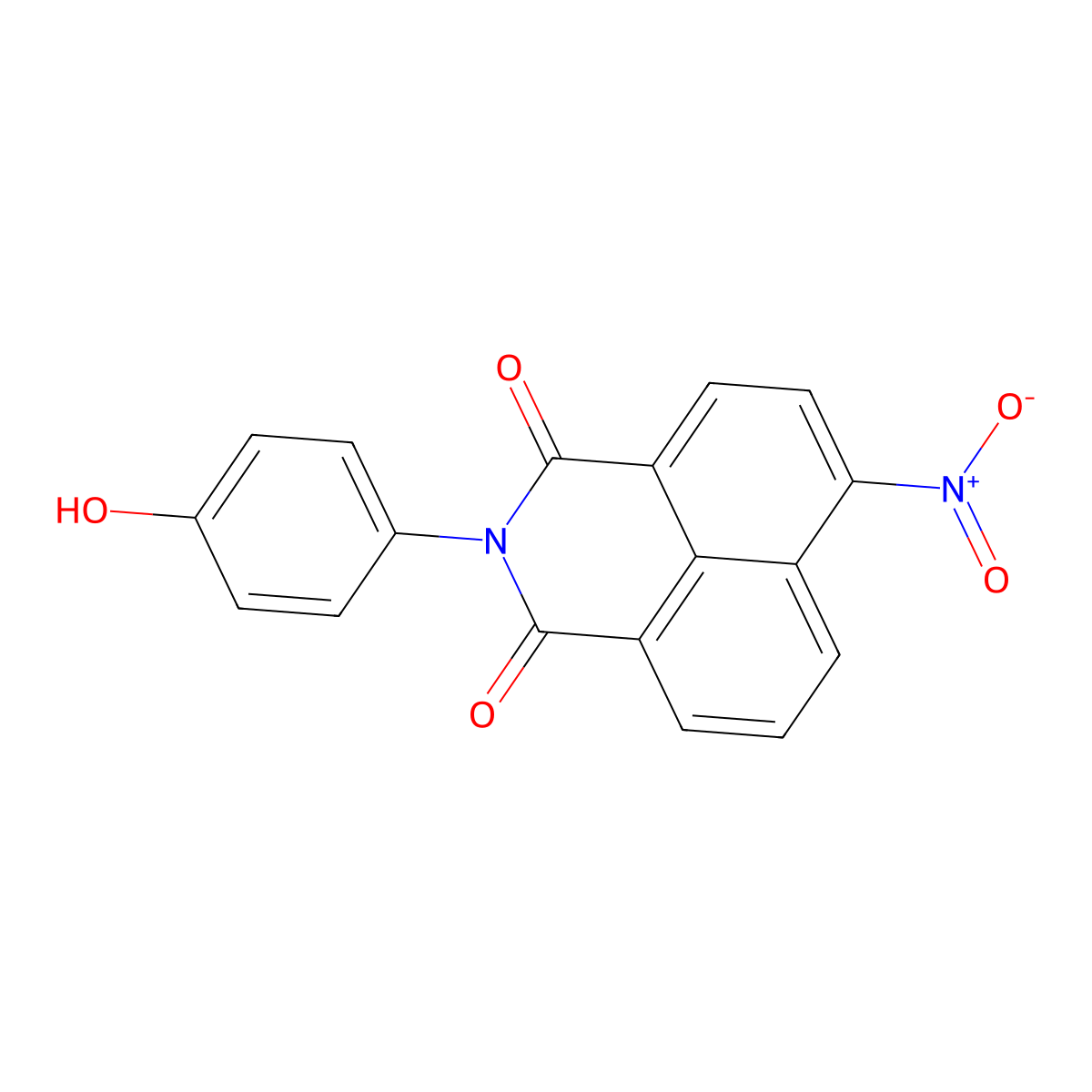2-(4-hydroxyphenyl)-6-nitro-1H-benzo[de]isoquinoline-1,3(2H)-dione molecular structure, CAS 42388-17-0