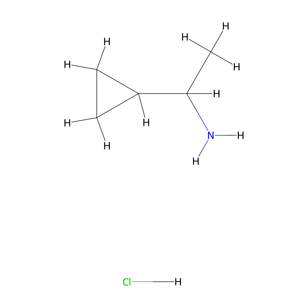 1-Cyclopropylethylamine hydrochloride molecular structure, CAS 42390-64-7