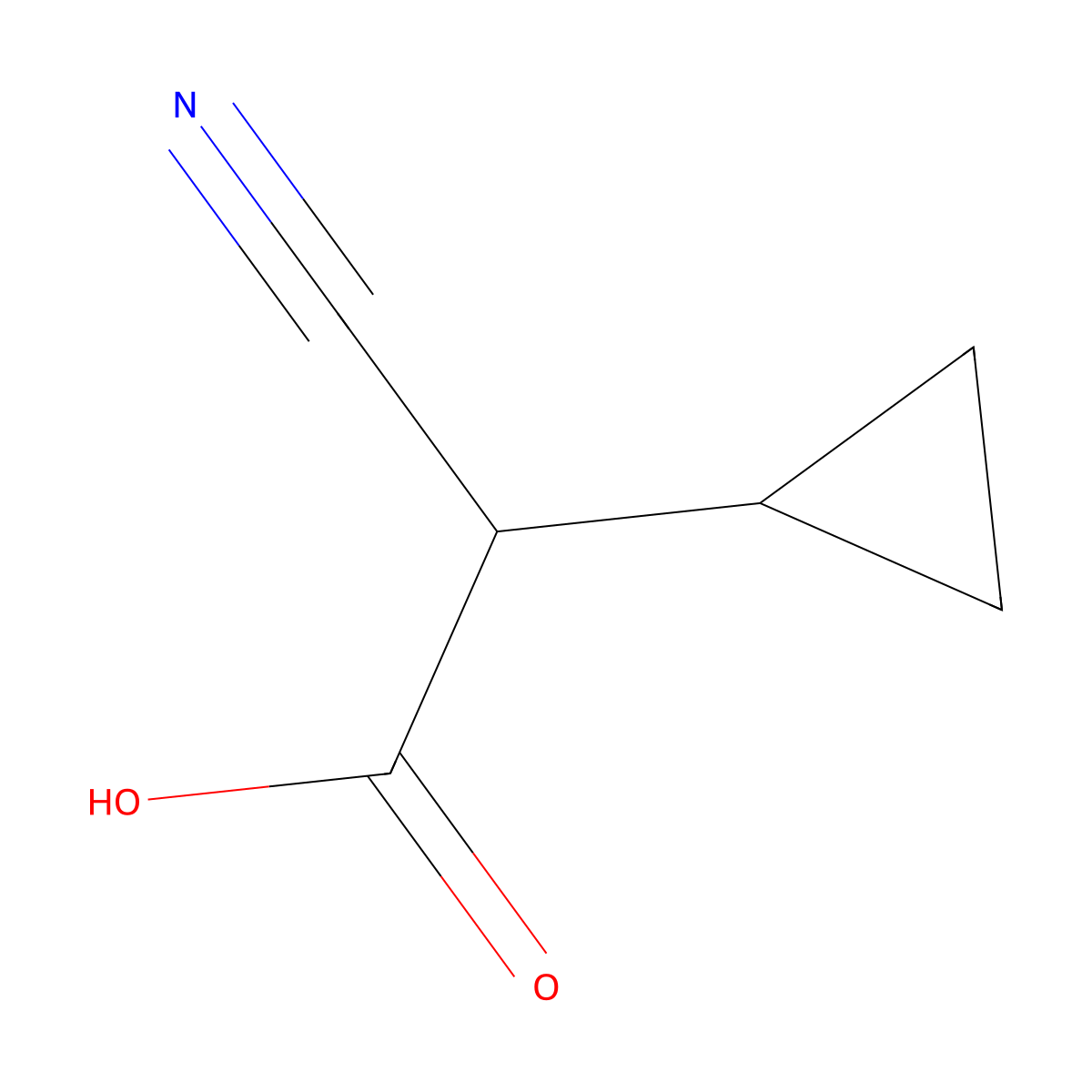 2-Cyano-2-cyclopropylacetic acid molecular structure, CAS 42392-66-5