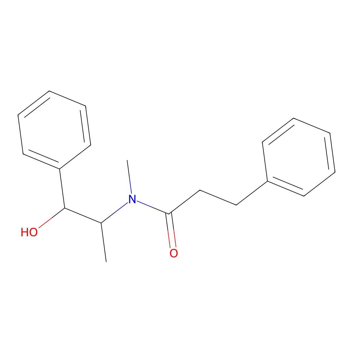 N-(2-Hydroxy-1-methyl-2-phenylethyl)-N-methyl-3-phenylpropionamide molecular structure, CAS 42407-58-9