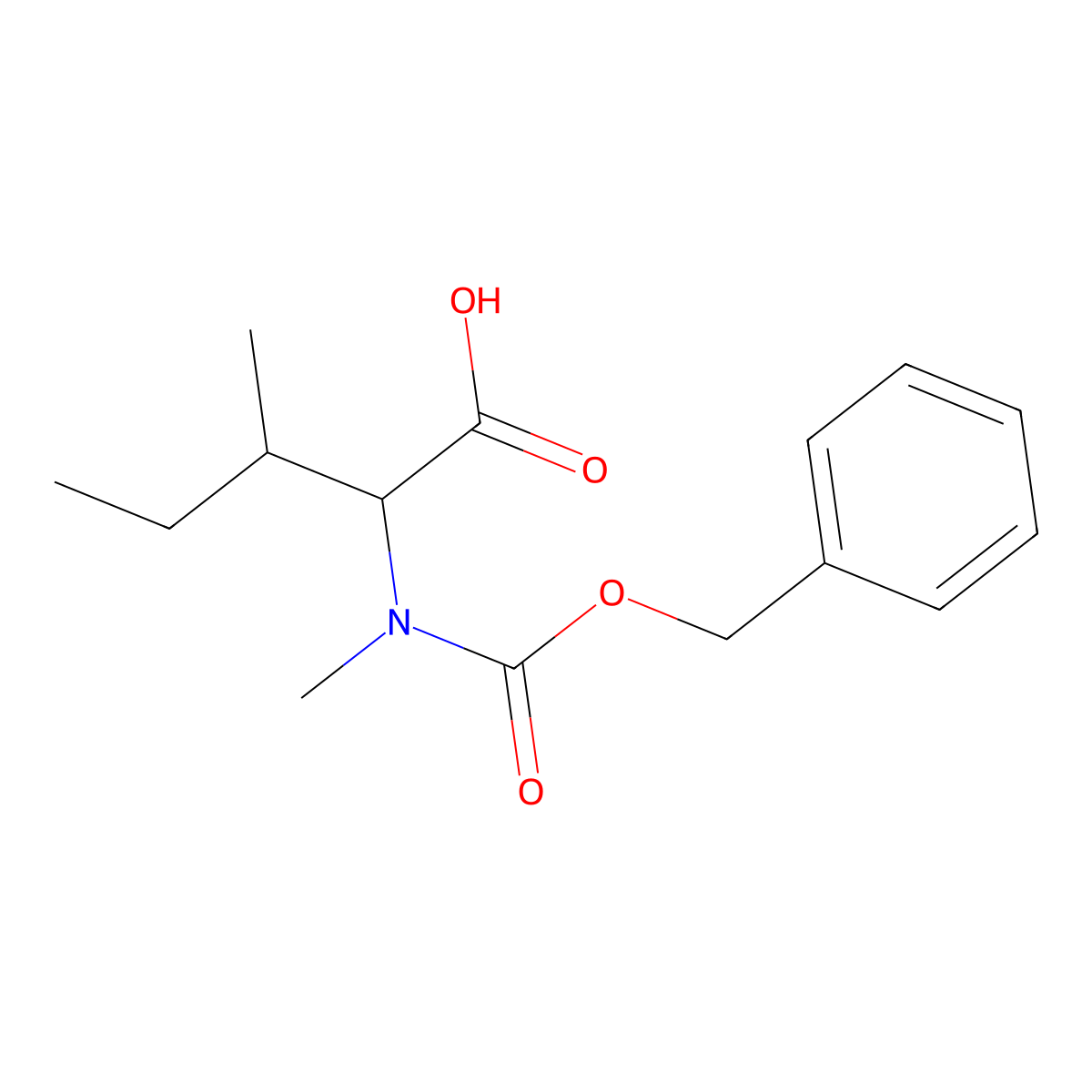 (2S,3S)-2-(((Benzyloxy)carbonyl)(methyl)amino)-3-methylpentanoic acid molecular structure, CAS 42417-66-3