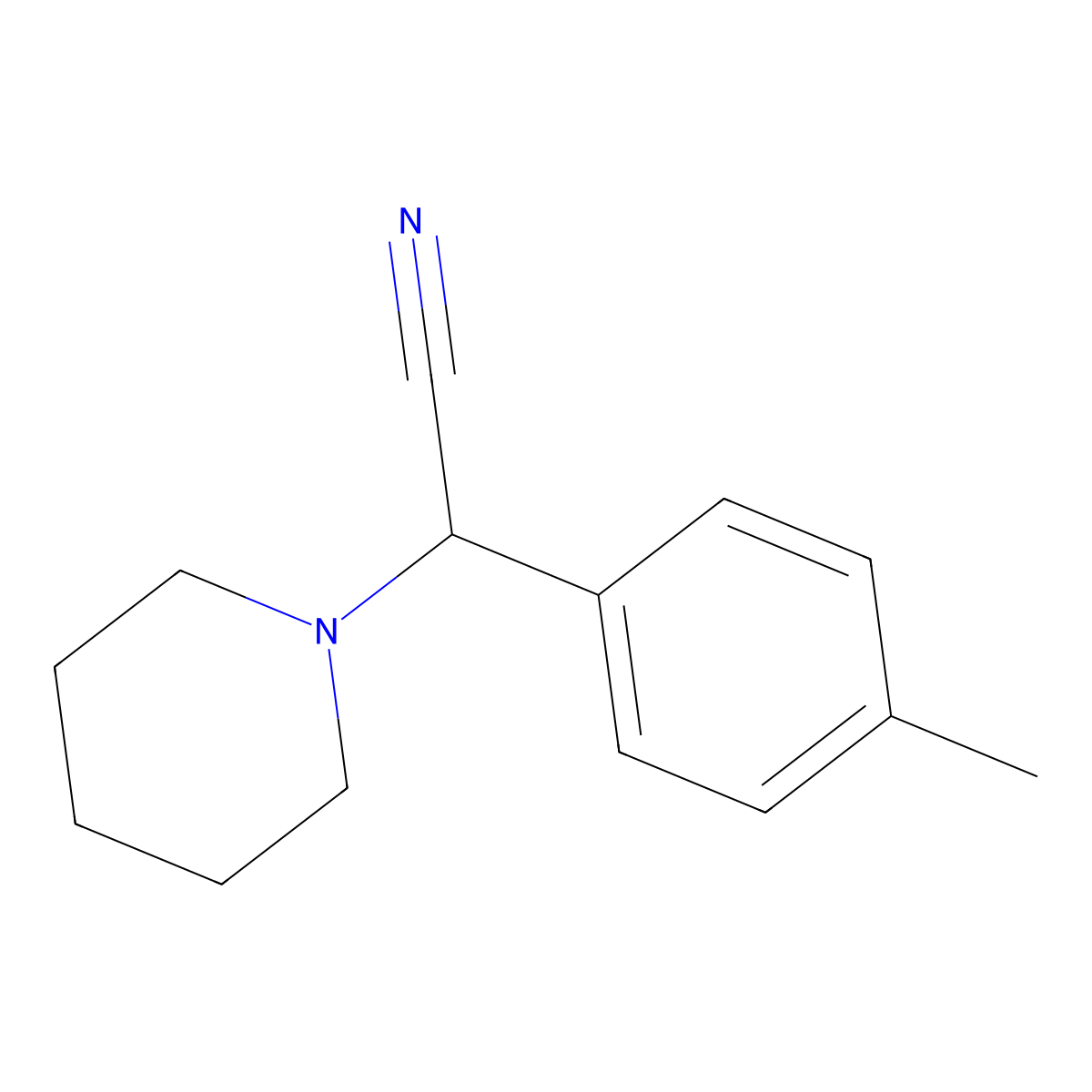 2-(1-Piperidyl)-2-(p-tolyl)acetonitrile molecular structure, CAS 42419-52-3