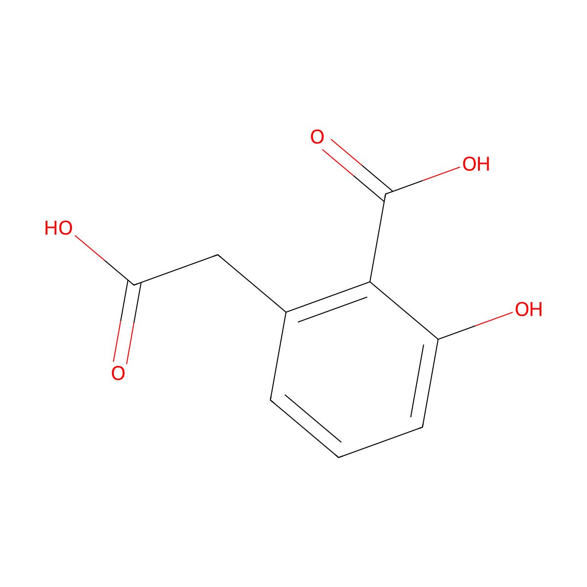 2-(Carboxymethyl)-6-hydroxybenzoic acid molecular structure, CAS 42421-12-5