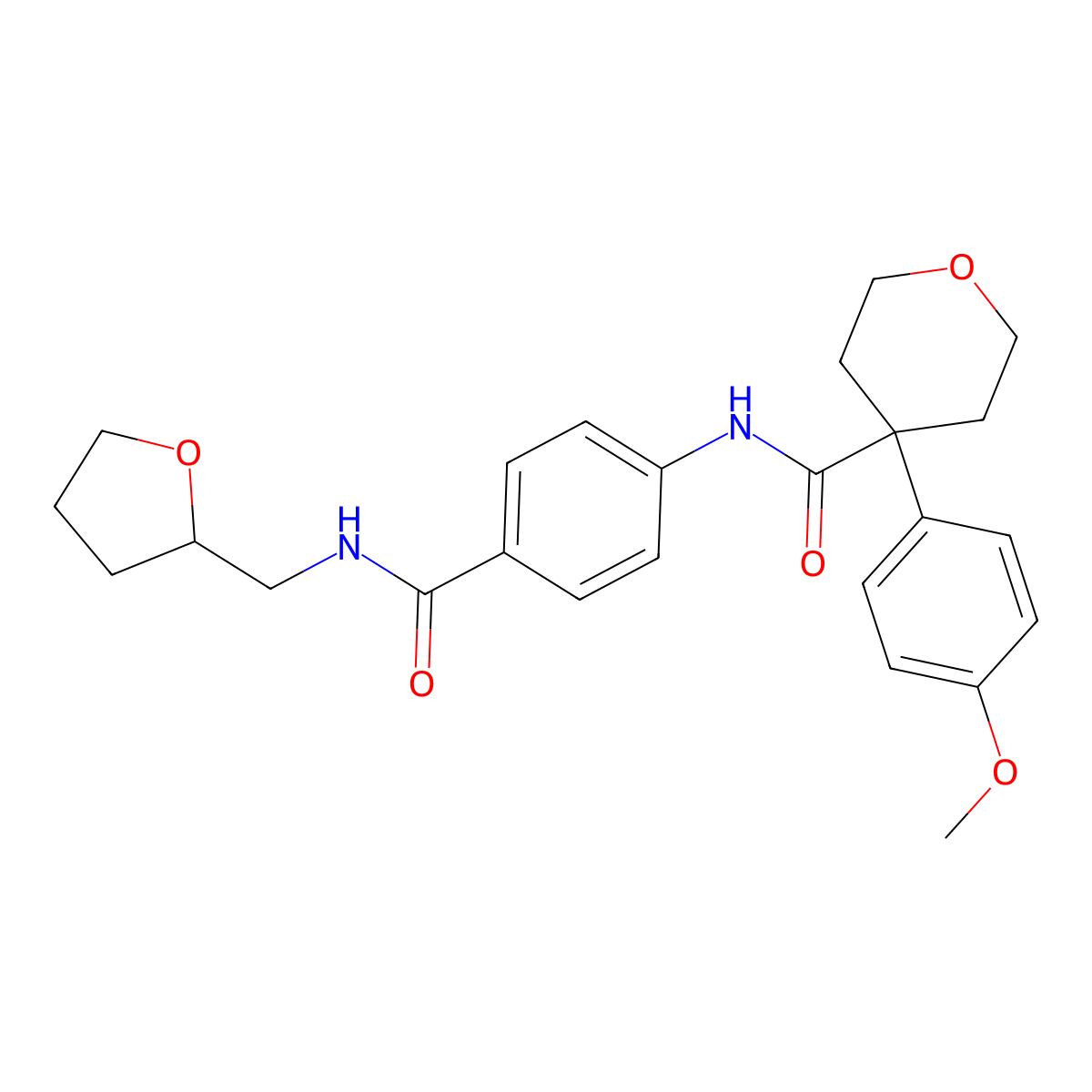 4-(4-methoxyphenyl)-N-[4-(oxolan-2-ylmethylcarbamoyl)phenyl]oxane-4-carboxamide molecular structure, CAS 4243-98-5