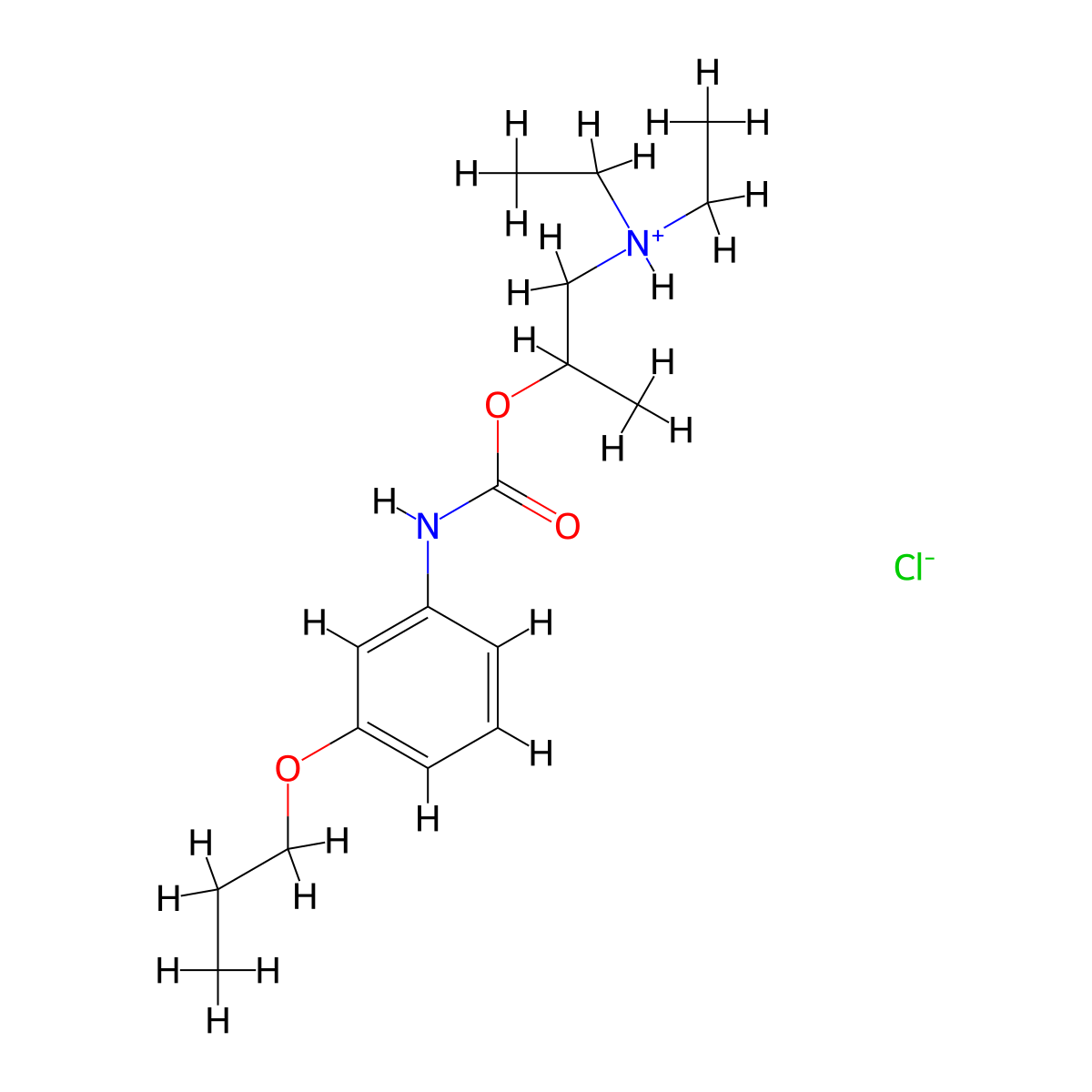 Carbamic acid, (3-propoxyphenyl)-, 2-(diethylamino)-1-methylethyl ester, monohydrochloride molecular structure, CAS 42437-98-9