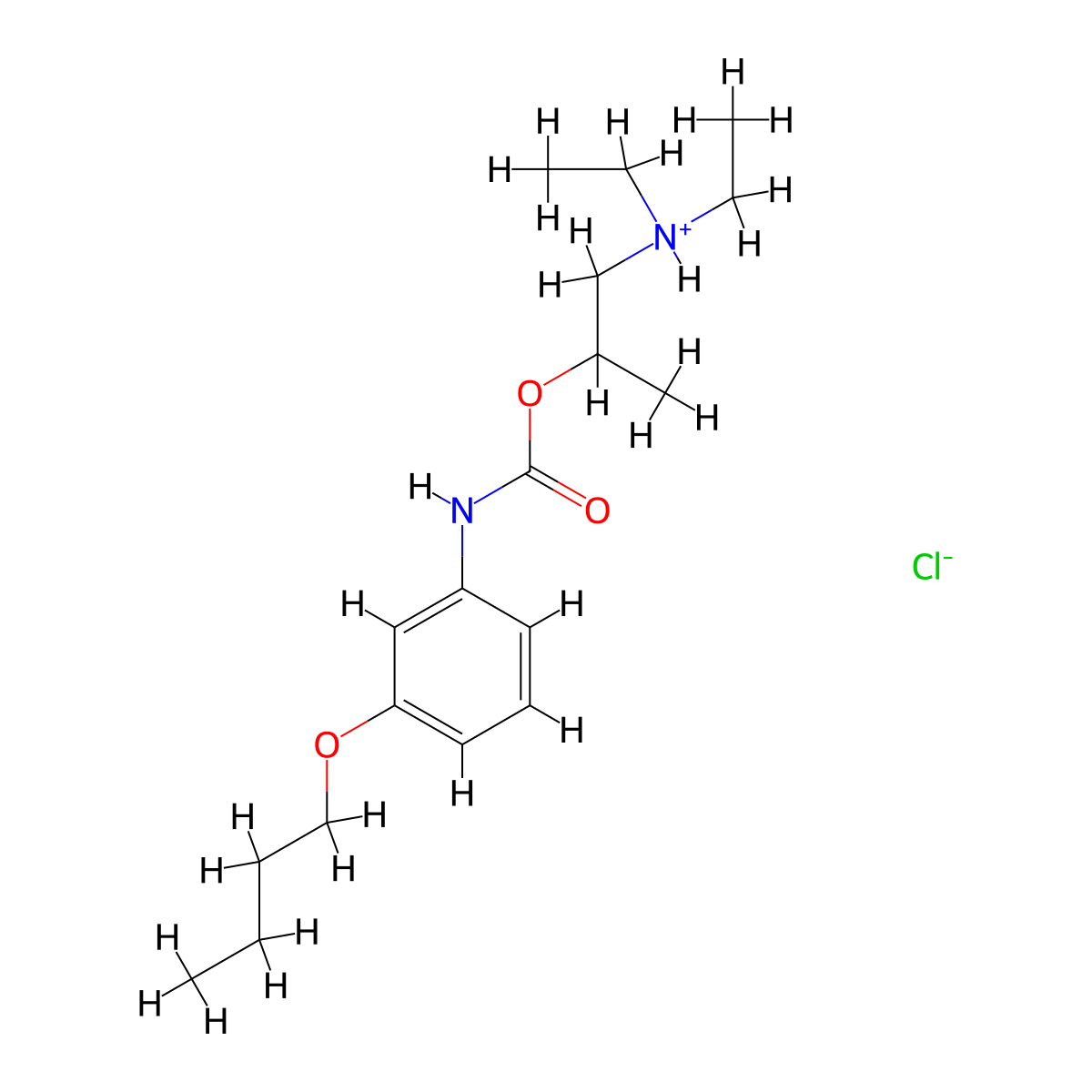 Carbamic acid, (3-butoxyphenyl)-, 2-(diethylamino)-1-methylethyl ester, monohydrochloride molecular structure, CAS 42437-99-0