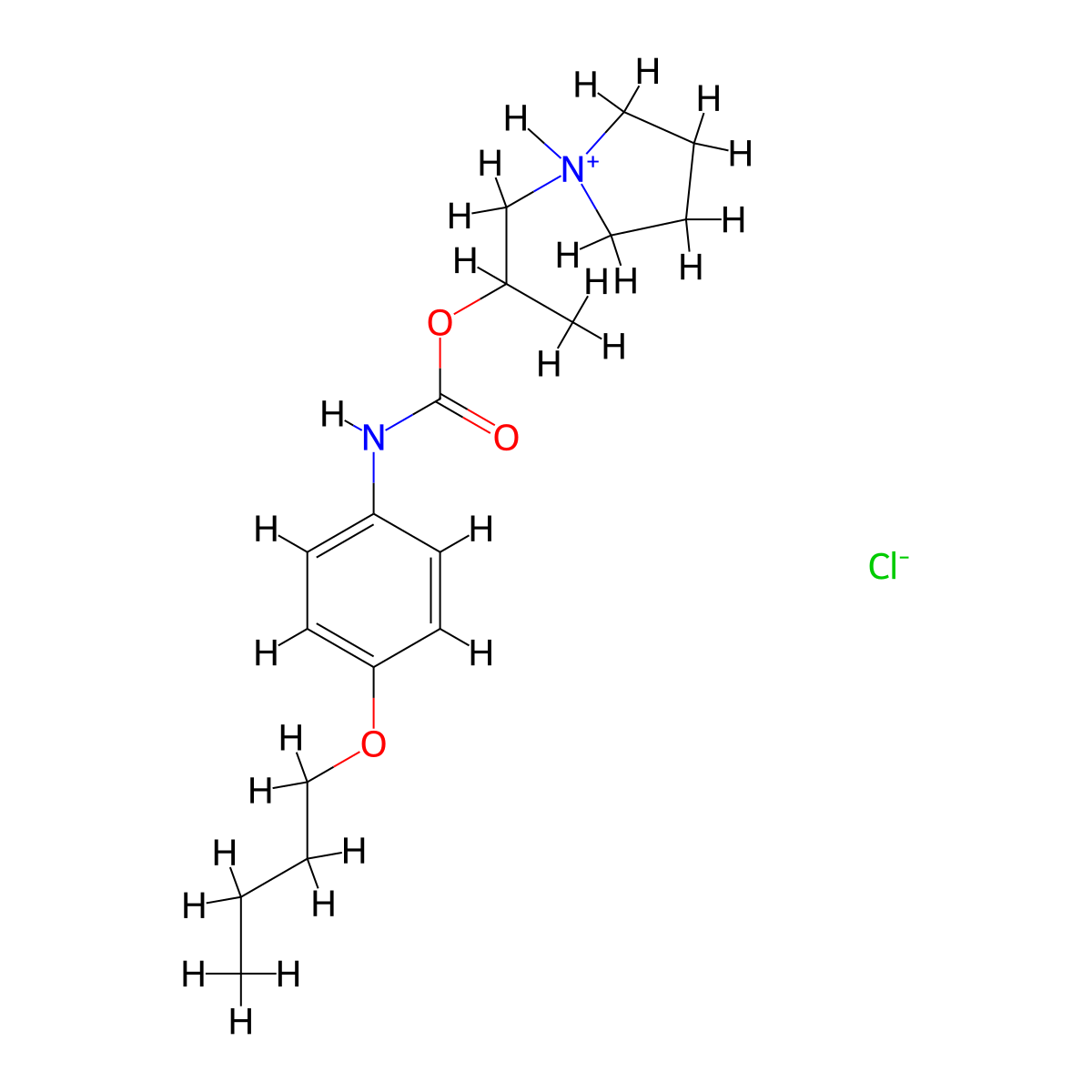 Carbamic acid, (4-butoxyphenyl)-, 1-methyl-2-(1-pyrrolidinyl)ethyl ester, monohydrochloride molecular structure, CAS 42438-09-5