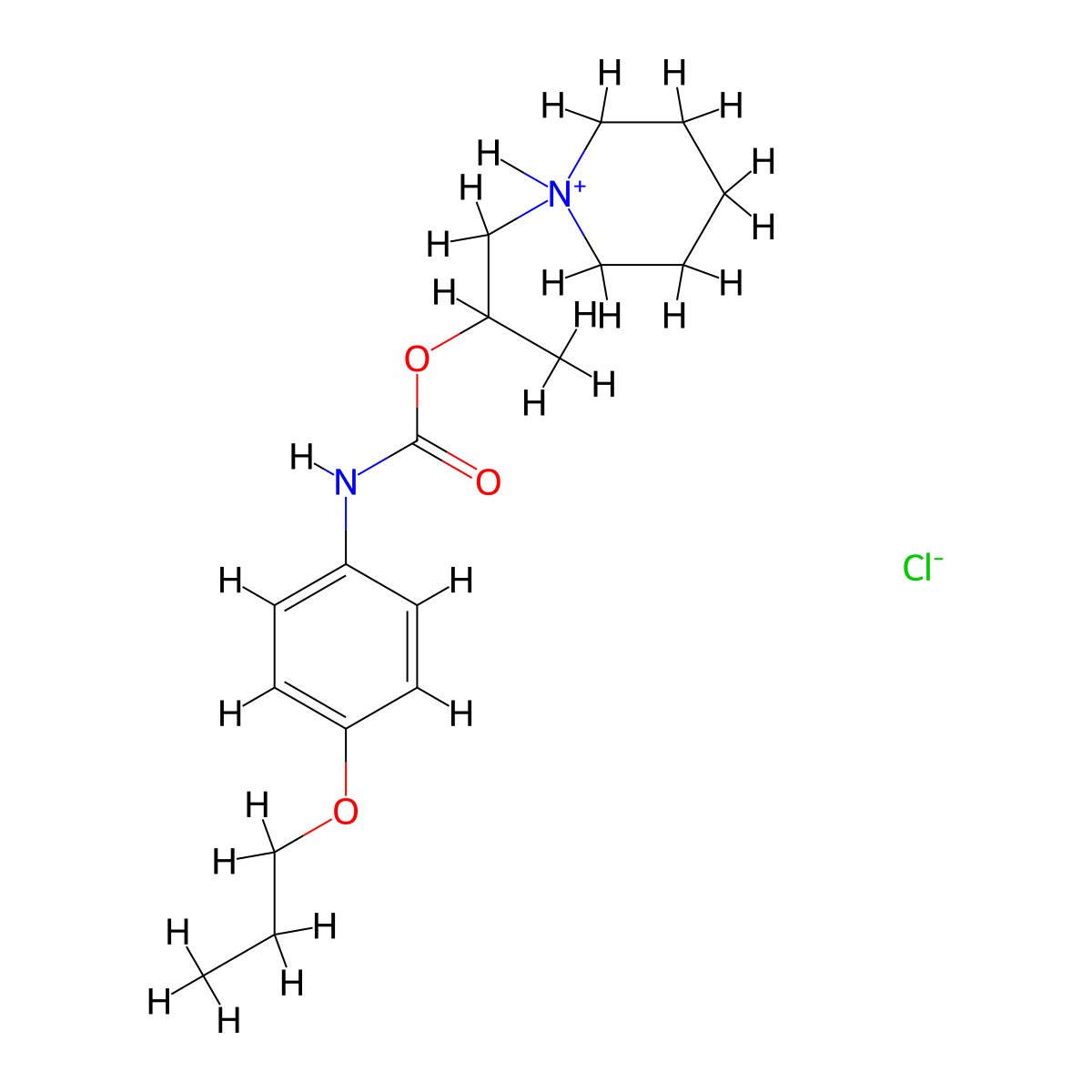 Carbamic acid, (4-propoxyphenyl)-, 1-methyl-2-(1-piperidinyl)ethyl ester, monohydrochloride molecular structure, CAS 42438-16-4