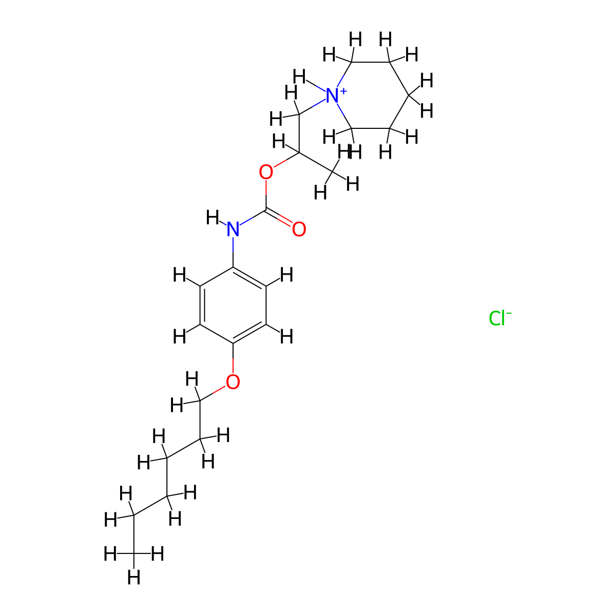 Carbamic acid, (4-(hexyloxy)phenyl)-, 1-methyl-2-(1-piperidinyl)ethyl ester, monohydrochloride molecular structure, CAS 42438-19-7