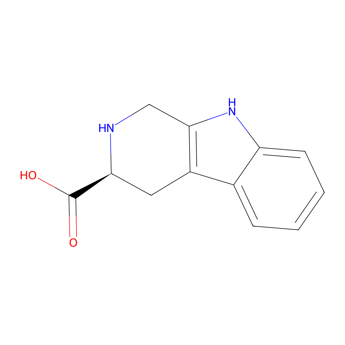 (3S)-1H,2H,3H,4H,9H-pyrido(3,4-b)indole-3-carboxylic acid molecular structure, CAS 42438-90-4