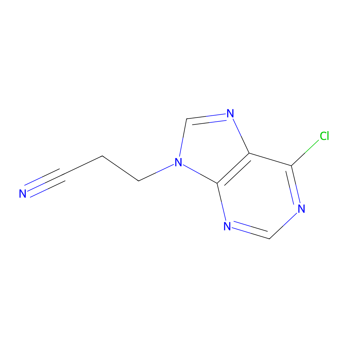 9h-Purine-9-propanenitrile, 6-chloro- molecular structure, CAS 4244-40-0