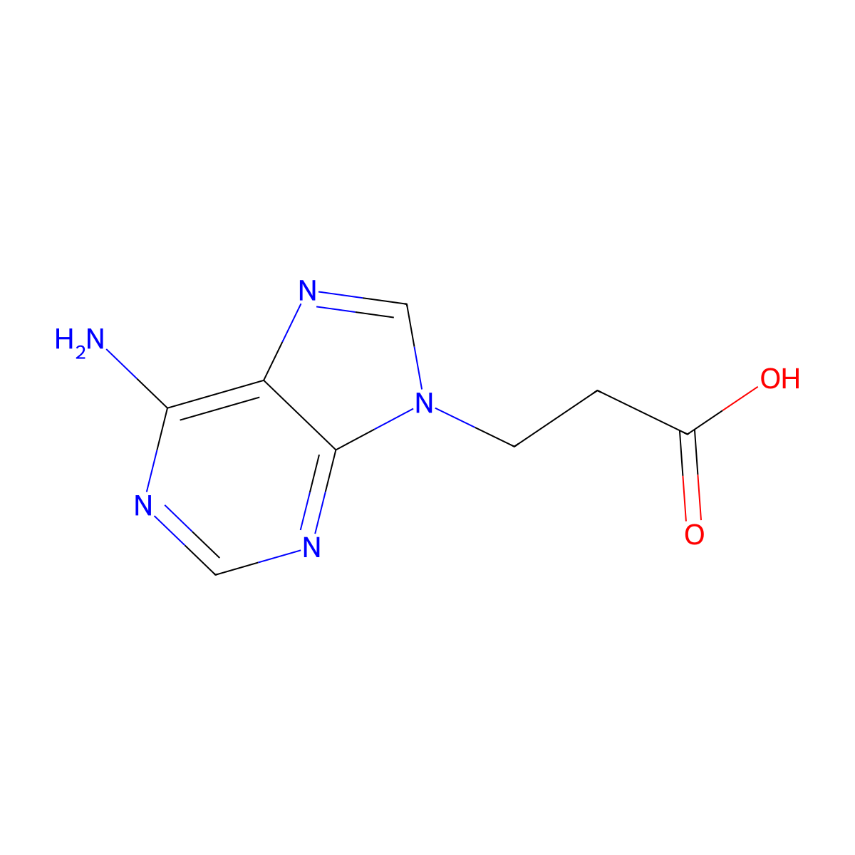 6-Amino-9H-purine-9-propanoic acid molecular structure, CAS 4244-47-7