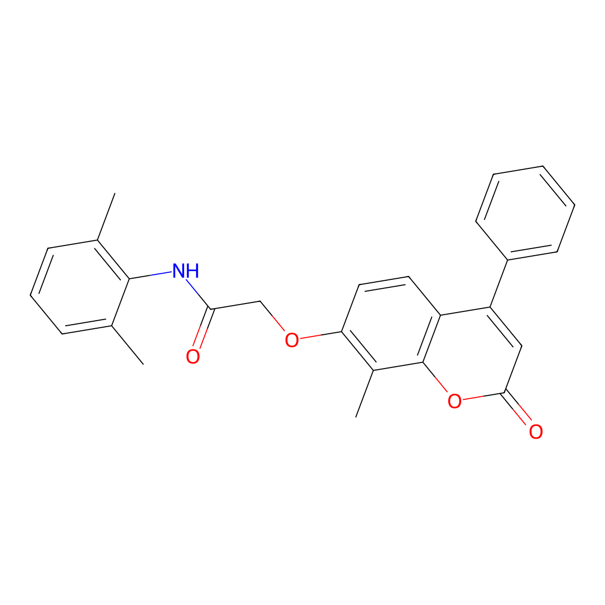N-(2,6-dimethylphenyl)-2-(8-methyl-2-oxo-4-phenylchromen-7-yl)oxyacetamide molecular structure, CAS 4244-88-6