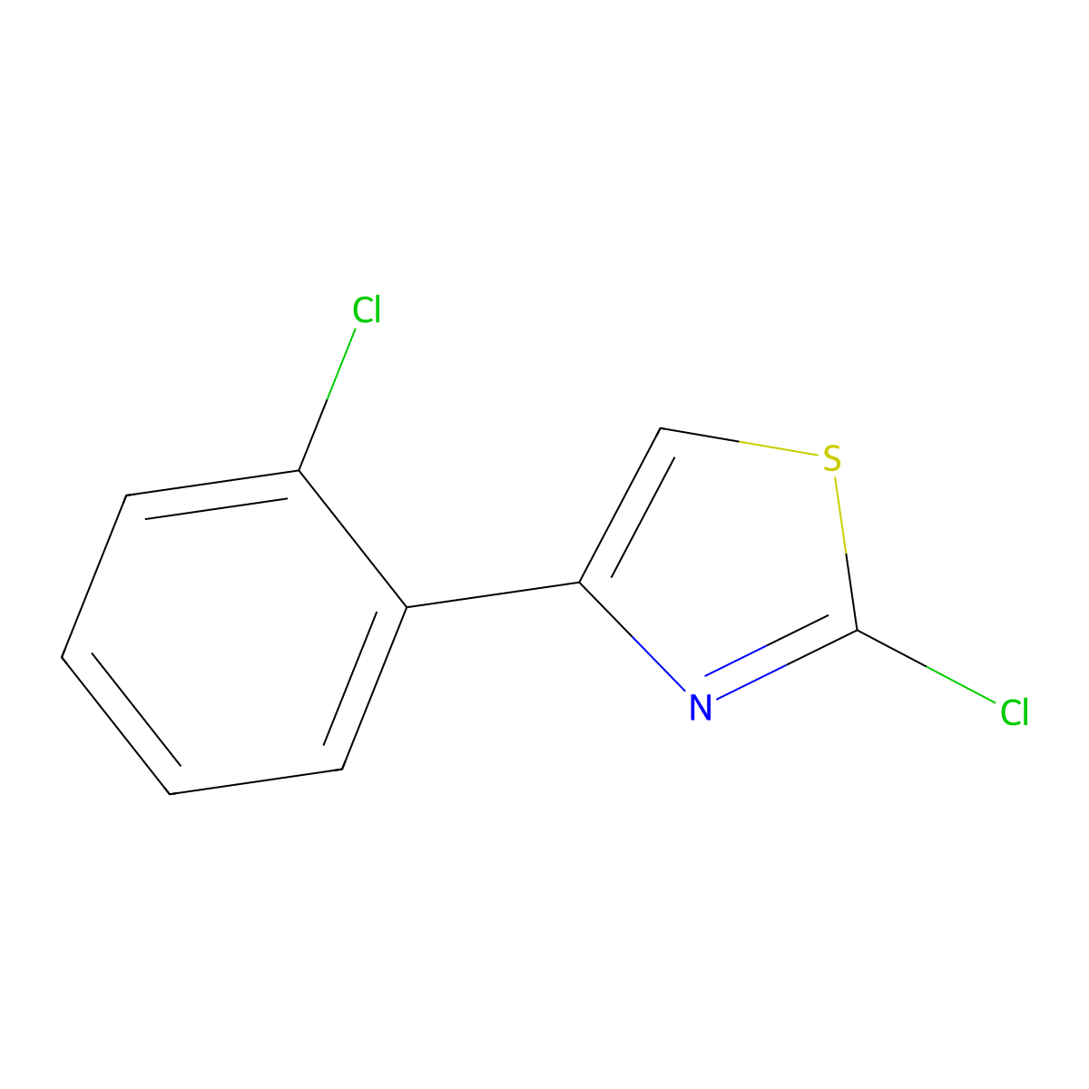 2-Chloro-4-(2-chlorophenyl)-1,3-thiazole molecular structure, CAS 42444-92-8