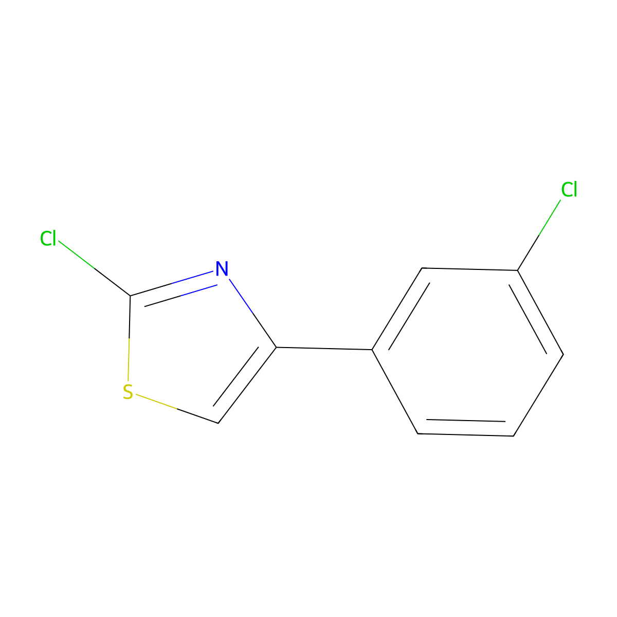 2-Chloro-4-(3-chlorophenyl)thiazole molecular structure, CAS 42444-98-4