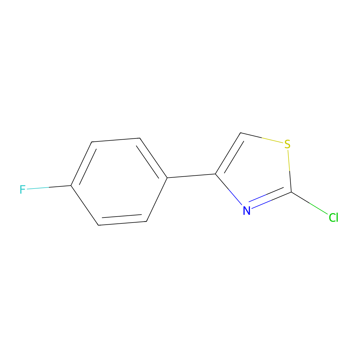 2-Chloro-4-(4-fluorophenyl)-1,3-thiazole molecular structure, CAS 42445-38-5