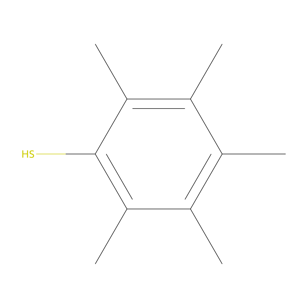 Pentamethylbenzenethiol molecular structure, CAS 42448-56-6
