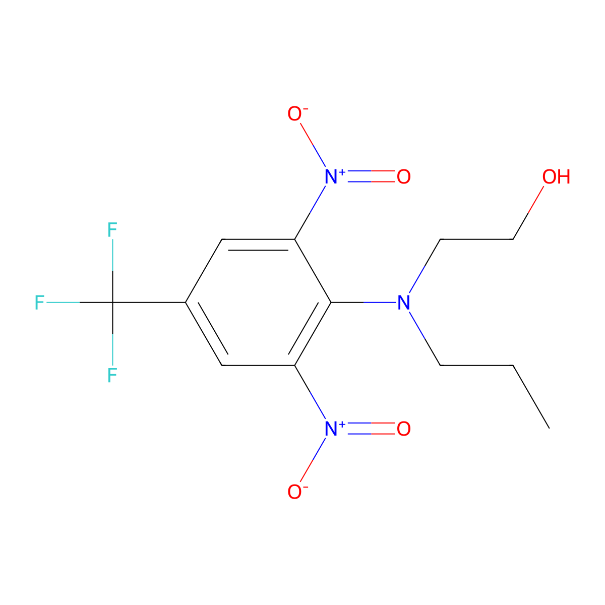 2-((2,6-Dinitro-4-(trifluoromethyl)phenyl)propylamino)ethanol molecular structure, CAS 42452-55-1