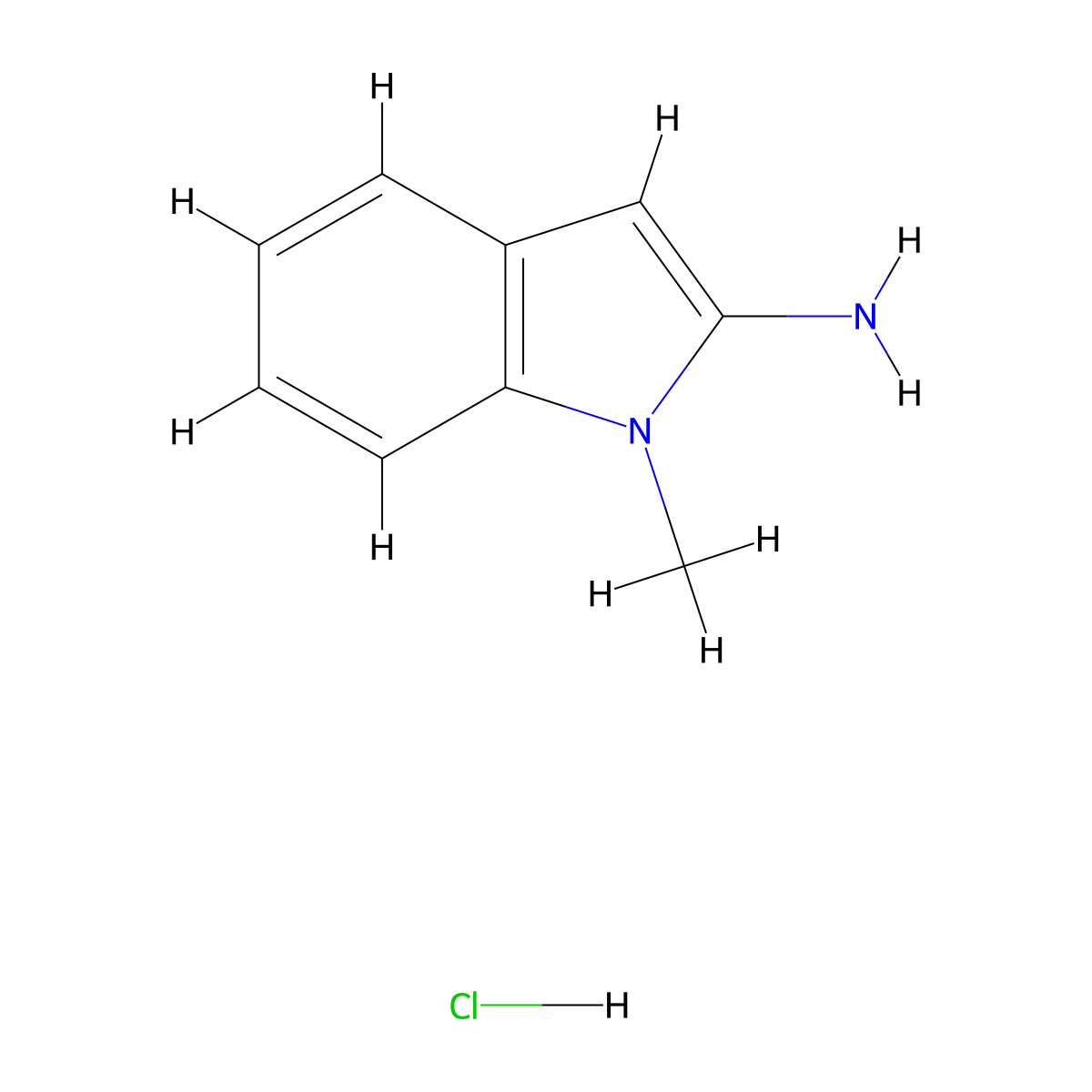 1-methyl-1H-indol-2-amine hydrochloride molecular structure, CAS 42456-82-6