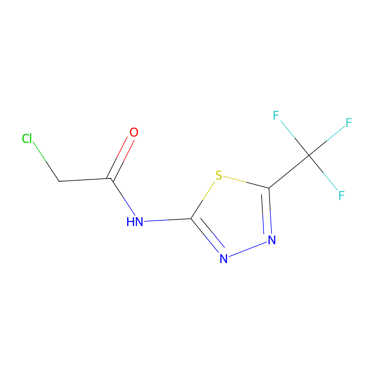 2-chloro-N-[5-(trifluoromethyl)-1,3,4-thiadiazol-2-yl]acetamide molecular structure, CAS 42458-71-9