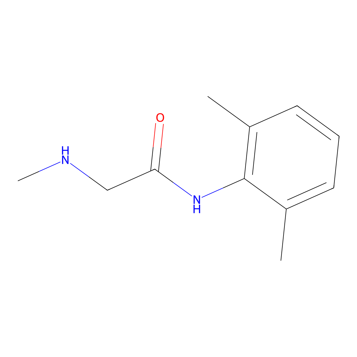 N-(2,6-dimethylphenyl)-2-(methylamino)acetamide molecular structure, CAS 42459-27-8