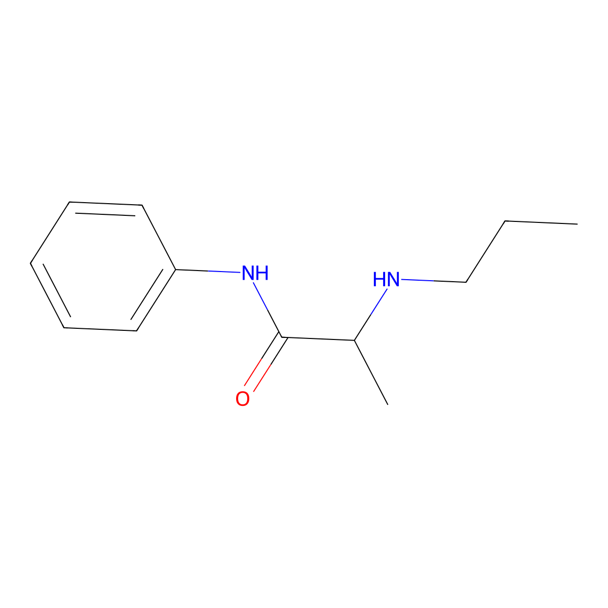 o-Desmethyl prilocaine molecular structure, CAS 42459-45-0