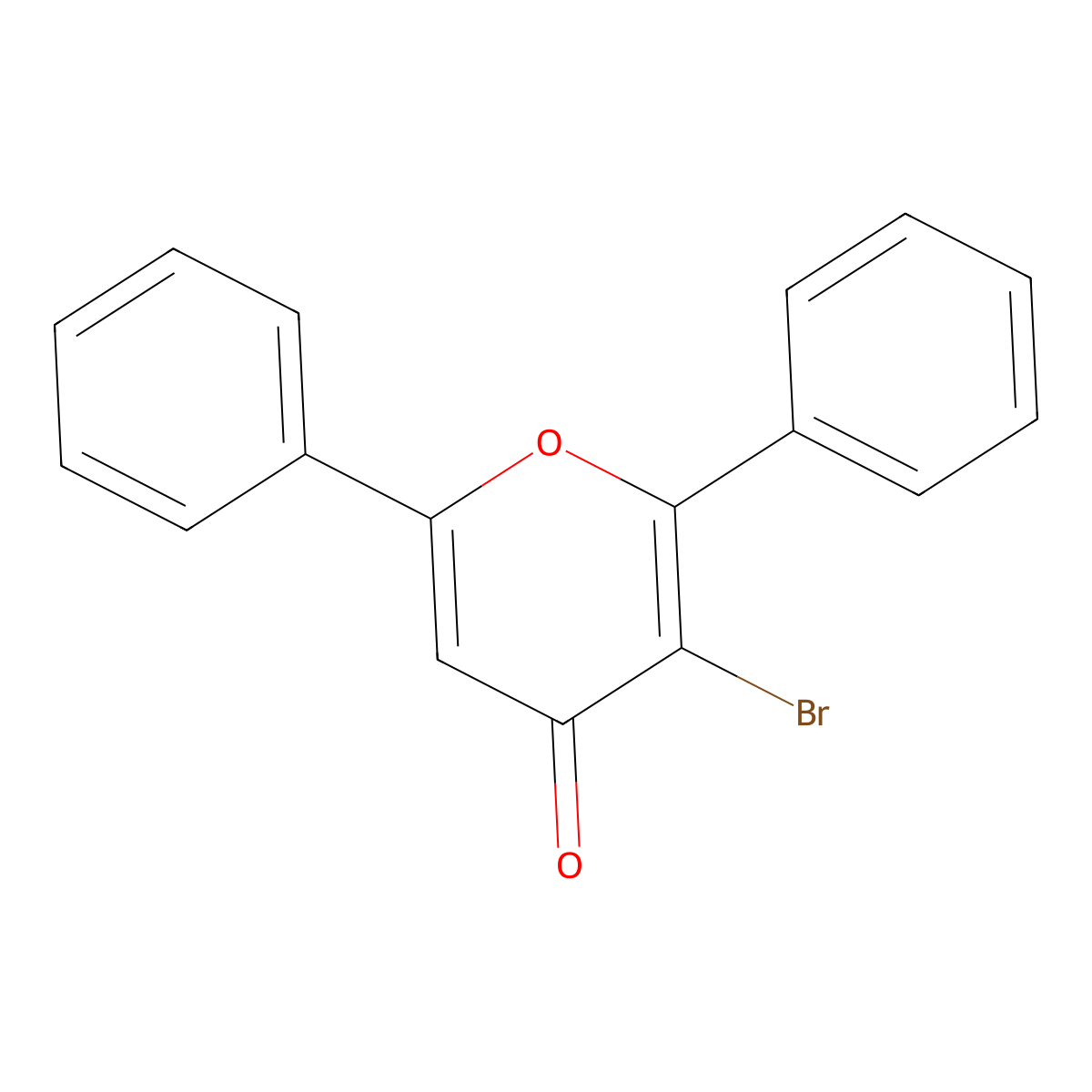 3-Bromo-2,6-diphenylpyran-4-one molecular structure, CAS 42471-19-2