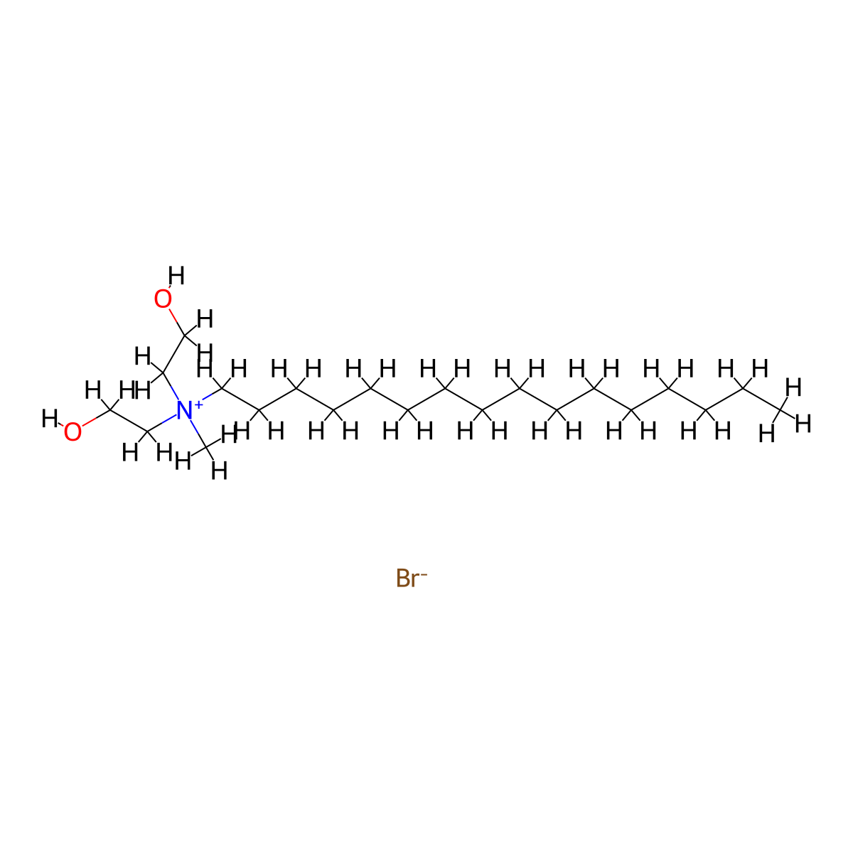 N,N-Bis(2-Hydroxyethyl)-N-methylhexadecan-1-aminium bromide molecular structure, CAS 42474-90-8