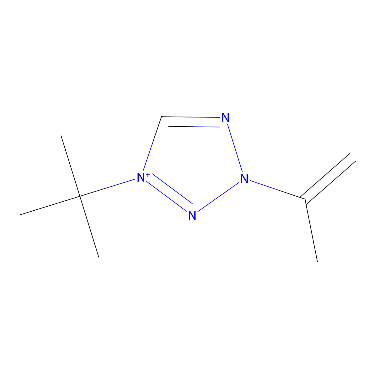 4-tert-butyl-2-(prop-1-en-2-yl)-2H-tetrazol-4-ium molecular structure, CAS 424789-91-3