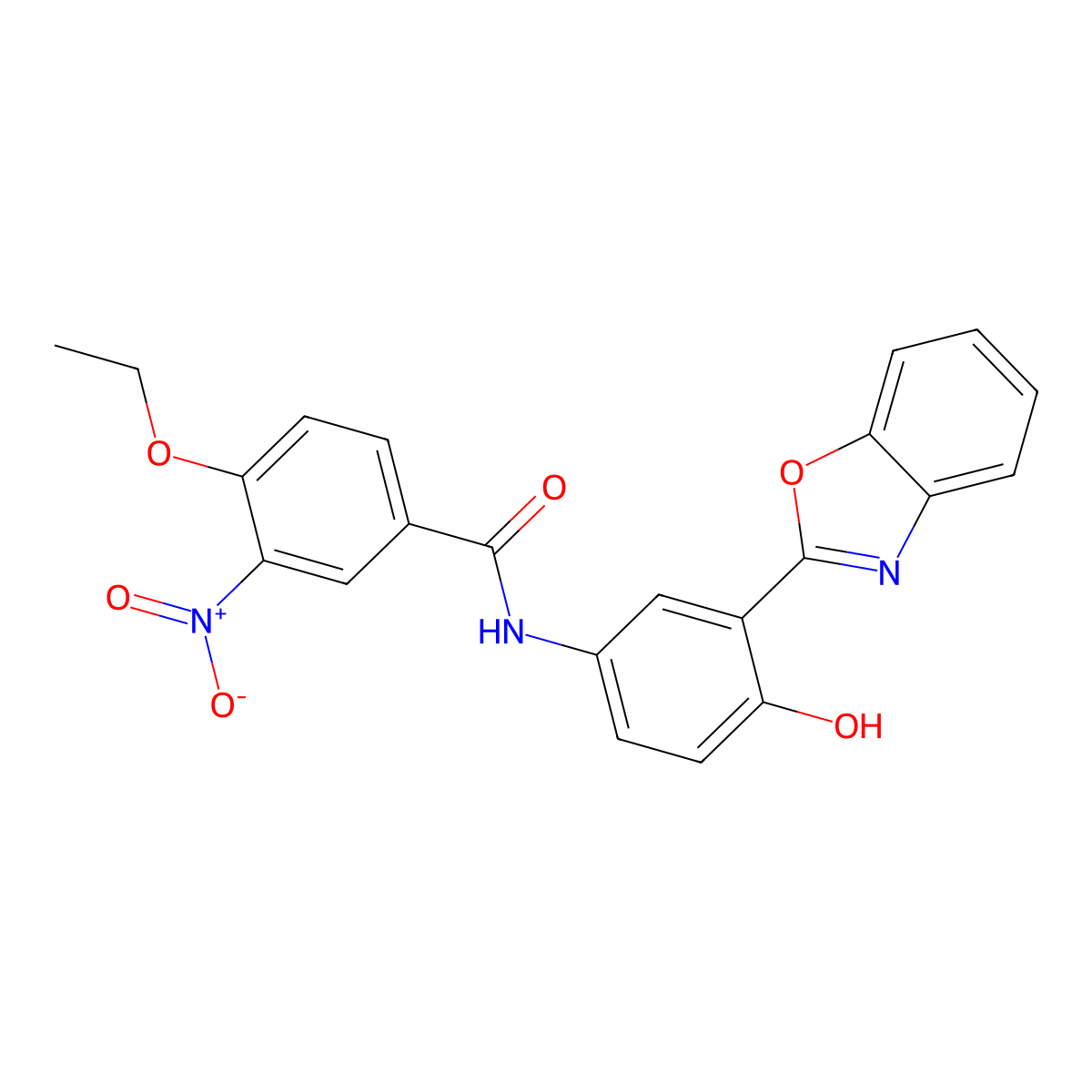 N-[3-(1,3-benzoxazol-2-yl)-4-hydroxyphenyl]-4-ethoxy-3-nitrobenzamide molecular structure, CAS 424792-89-2