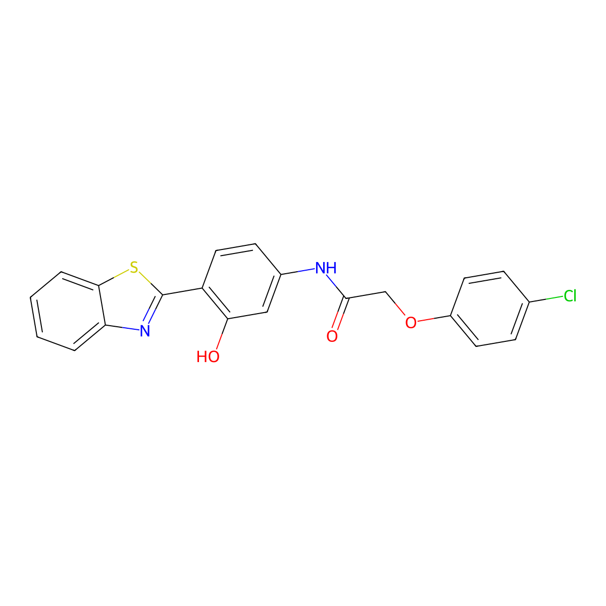 N-[4-(1,3-benzothiazol-2-yl)-3-hydroxyphenyl]-2-(4-chlorophenoxy)acetamide molecular structure, CAS 424793-13-5
