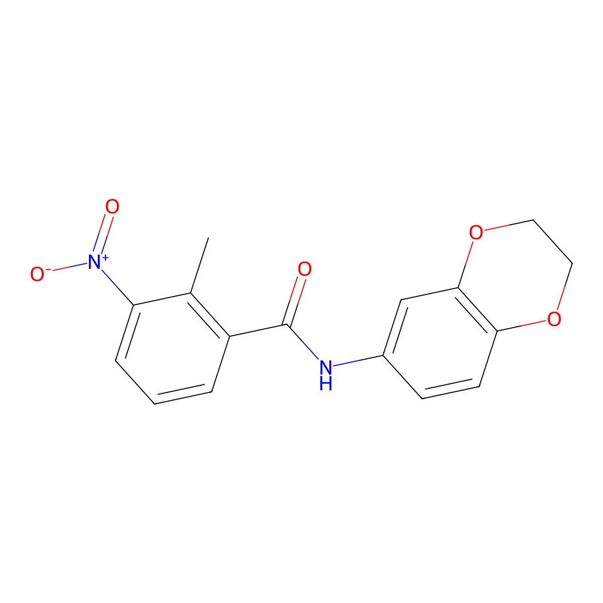 N-(2,3-dihydro-1,4-benzodioxin-6-yl)-2-methyl-3-nitrobenzamide molecular structure, CAS 424793-34-0