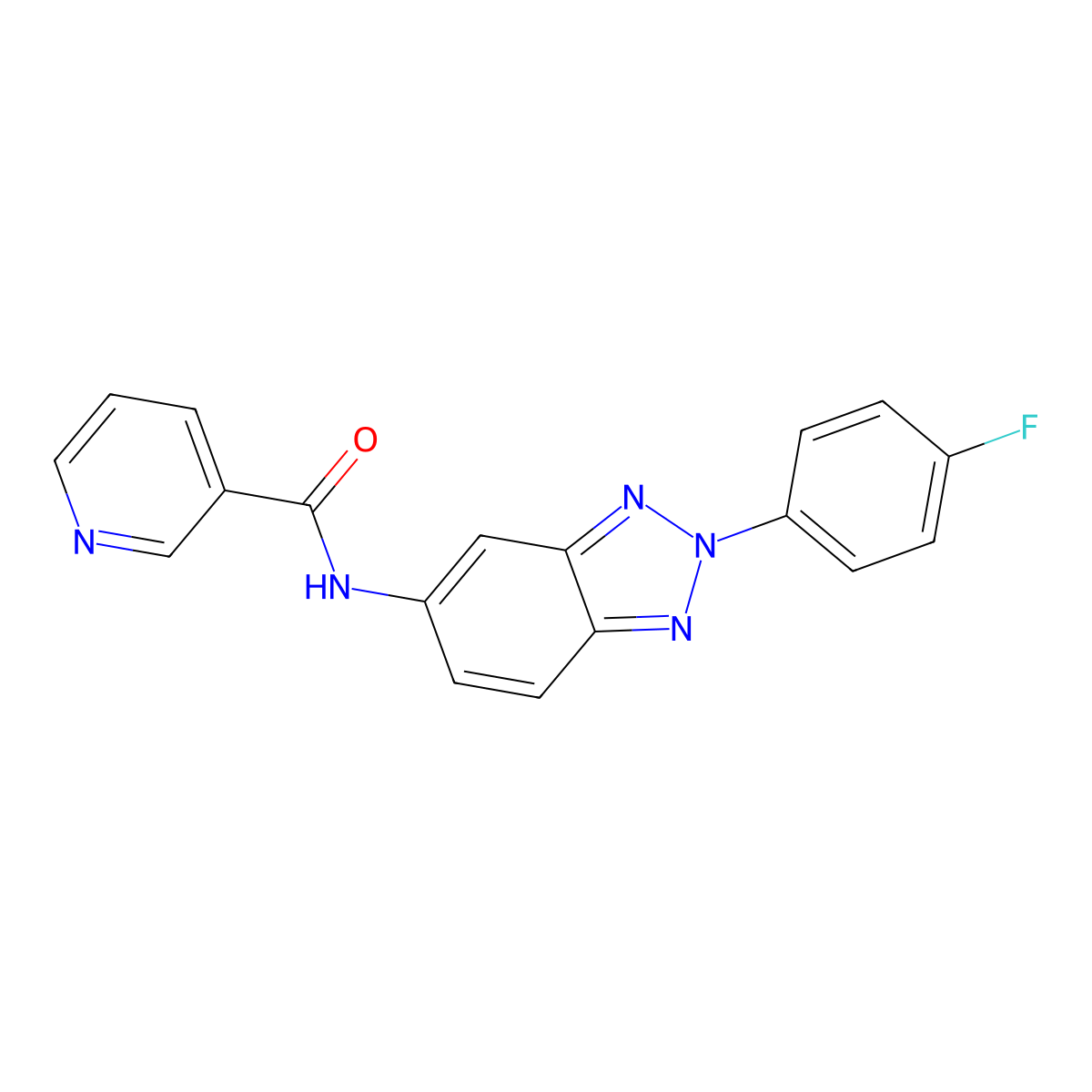 N-[2-(4-fluorophenyl)benzotriazol-5-yl]pyridine-3-carboxamide molecular structure, CAS 424793-67-9