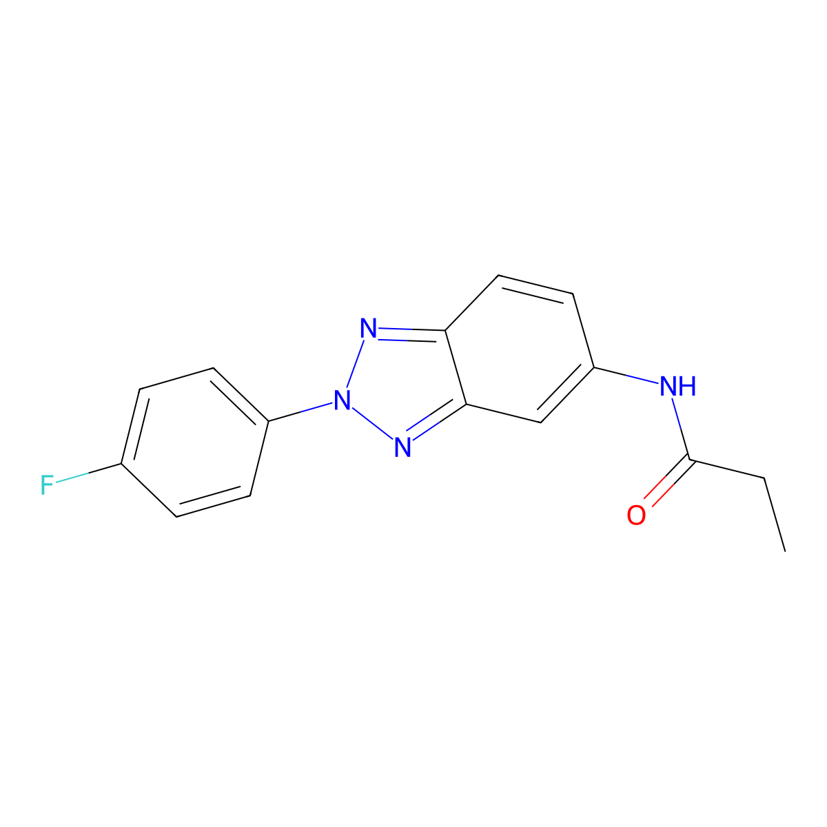 N-[2-(4-fluorophenyl)benzotriazol-5-yl]propanamide molecular structure, CAS 424793-73-7