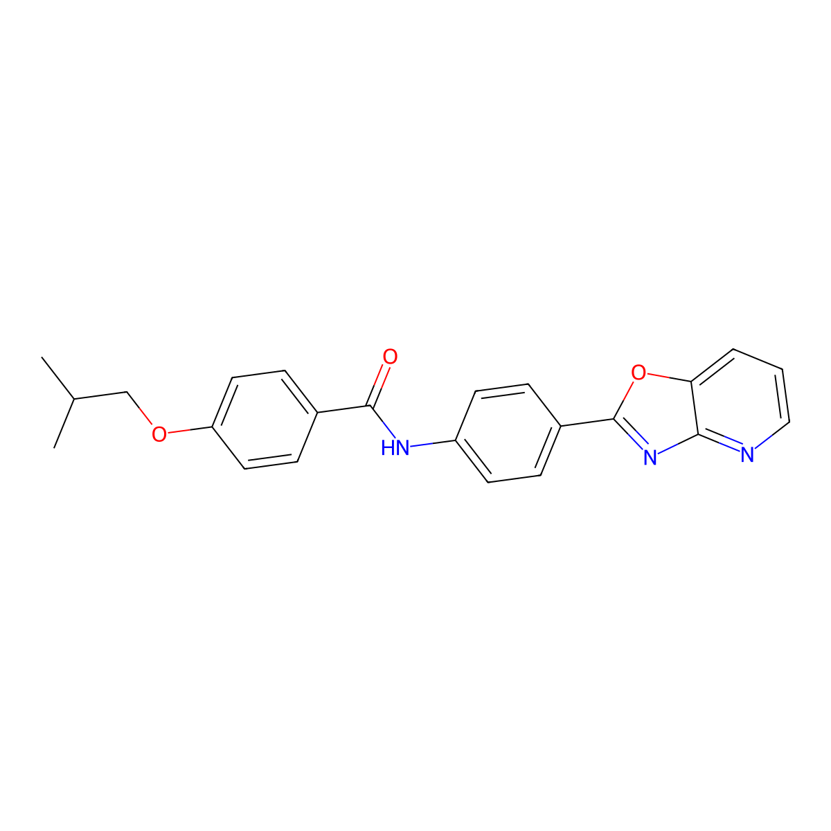 4-(2-methylpropoxy)-N-[4-([1,3]oxazolo[4,5-b]pyridin-2-yl)phenyl]benzamide molecular structure, CAS 424794-54-7