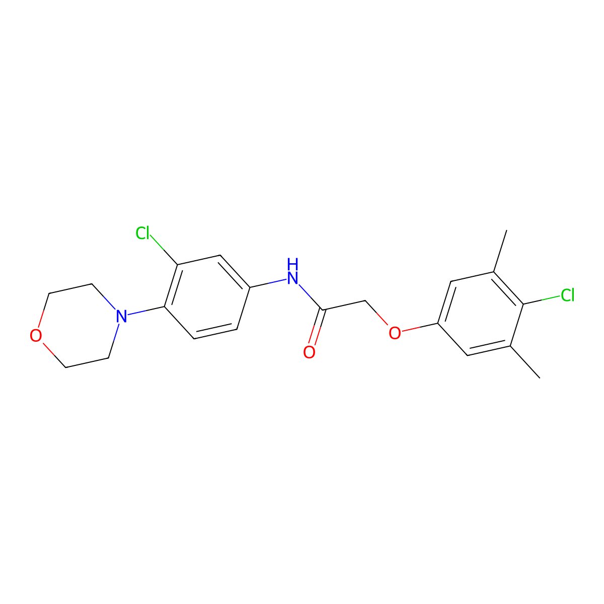 2-(4-chloro-3,5-dimethylphenoxy)-N-(3-chloro-4-morpholin-4-ylphenyl)acetamide molecular structure, CAS 424794-78-5