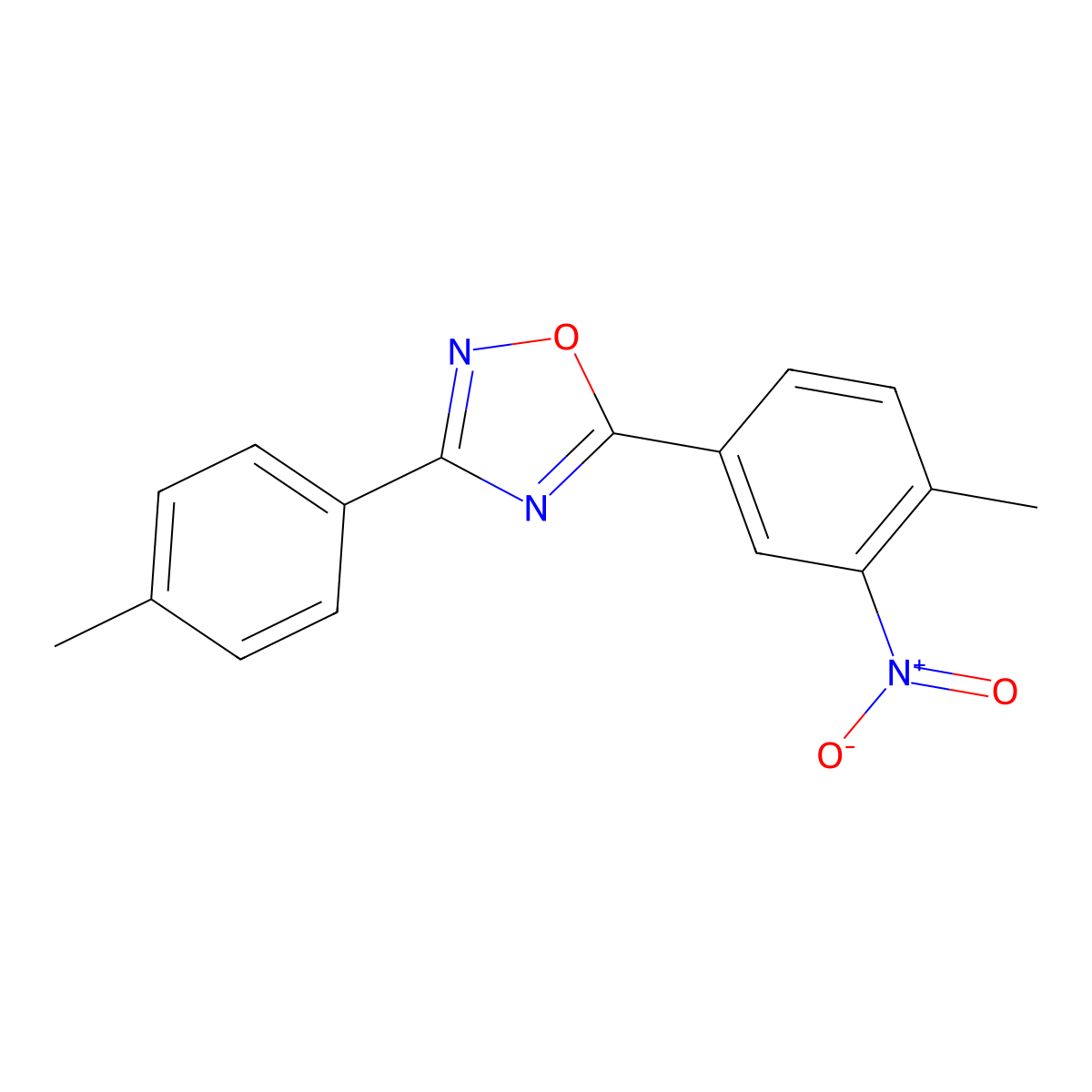 5-(4-Methyl-3-nitrophenyl)-3-(4-methylphenyl)-1,2,4-oxadiazole molecular structure, CAS 424794-88-7