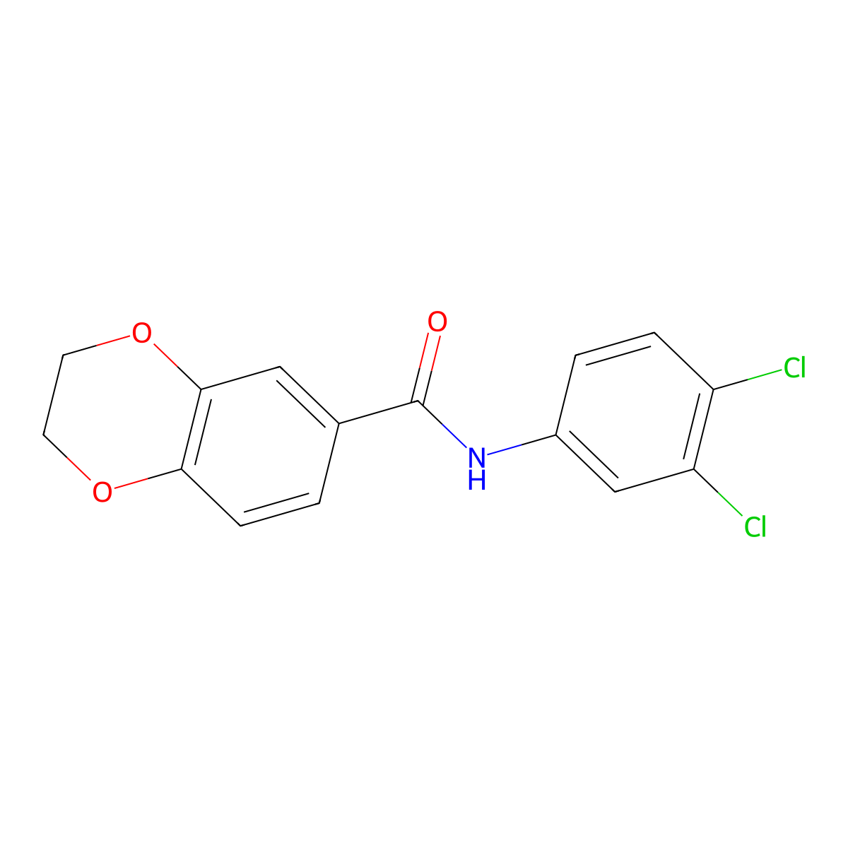 N-(3,4-dichlorophenyl)-2,3-dihydro-1,4-benzodioxine-6-carboxamide molecular structure, CAS 424794-91-2
