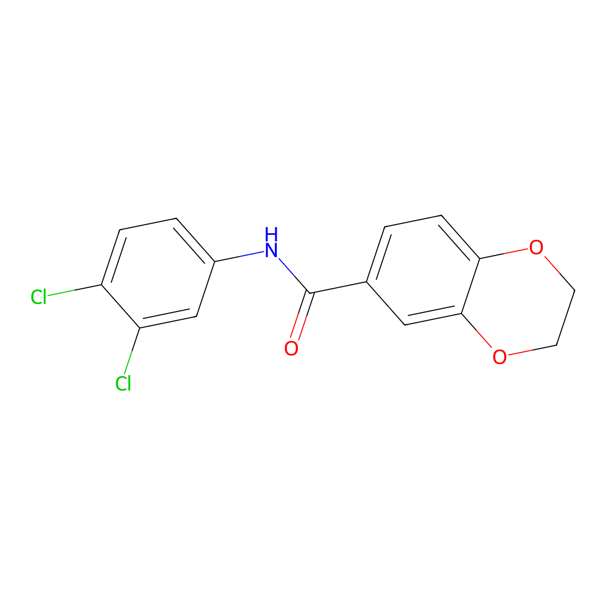 N-(3,4-dichlorophenyl)-2,3-dihydro-1,4-benzodioxine-6-carboxamide molecular structure, CAS 424794-91-2
