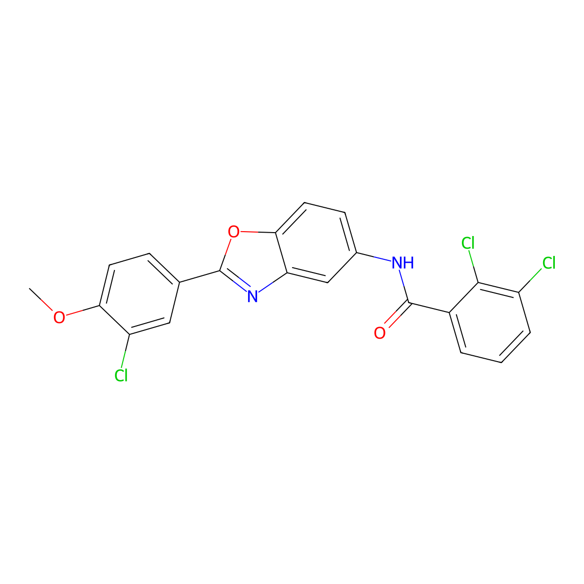 2,3-dichloro-N-[2-(3-chloro-4-methoxyphenyl)-1,3-benzoxazol-5-yl]benzamide molecular structure, CAS 424795-42-6