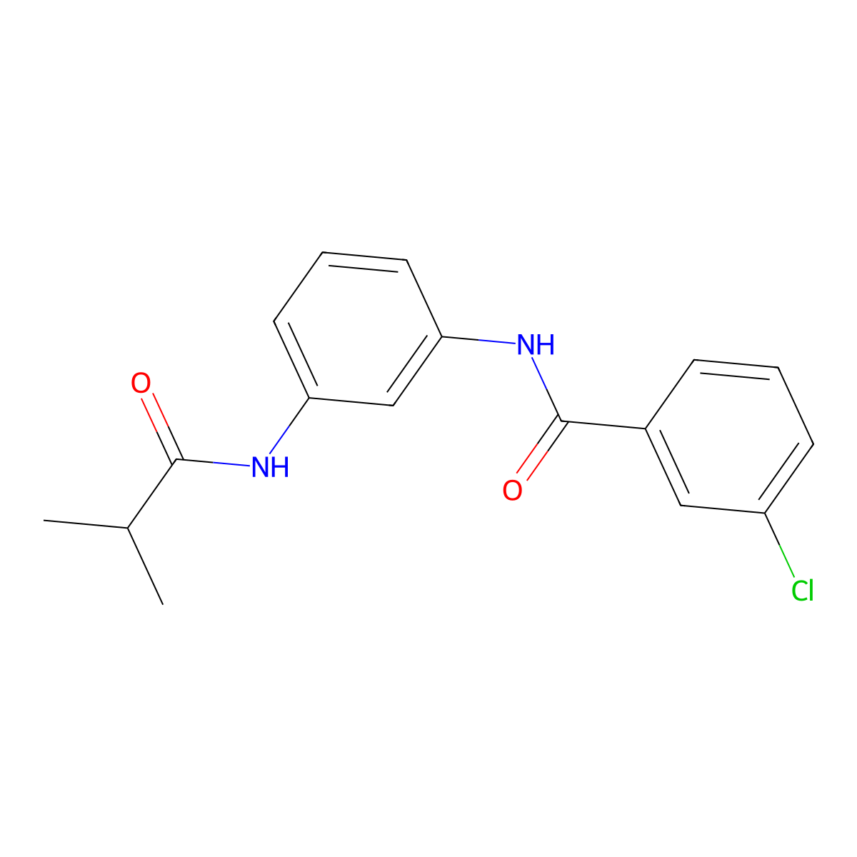 3-chloro-N-(3-isobutyramidophenyl)benzamide molecular structure, CAS 424795-76-6