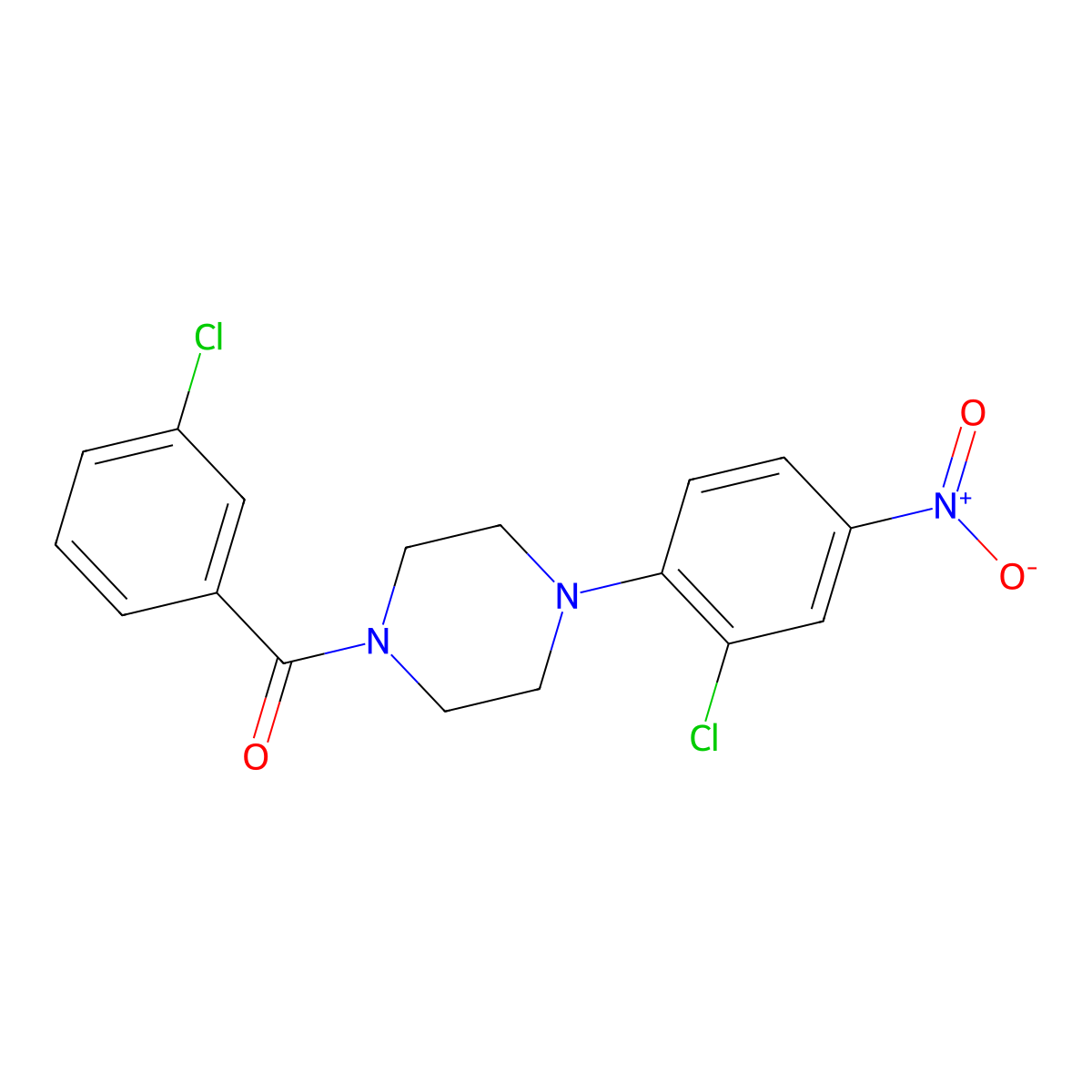 [4-(2-Chloro-4-nitrophenyl)piperazin-1-yl]-(3-chlorophenyl)methanone molecular structure, CAS 424795-79-9