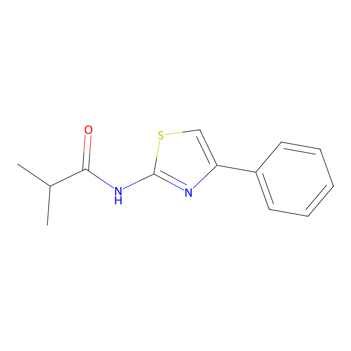 2-methyl-N-(4-phenyl-1,3-thiazol-2-yl)propanamide molecular structure, CAS 424795-93-7