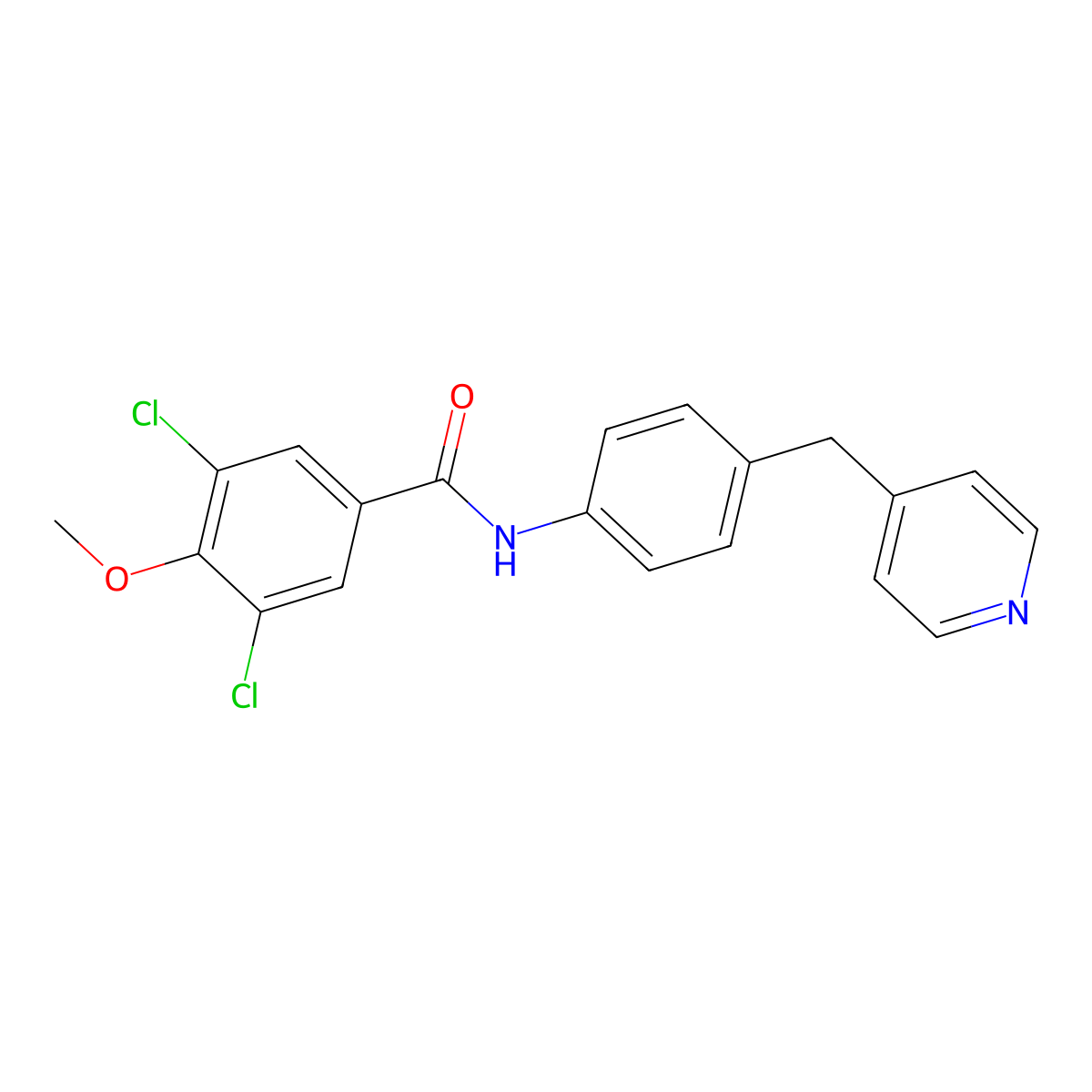 3,5-dichloro-4-methoxy-N-[4-(pyridin-4-ylmethyl)phenyl]benzamide molecular structure, CAS 424795-96-0