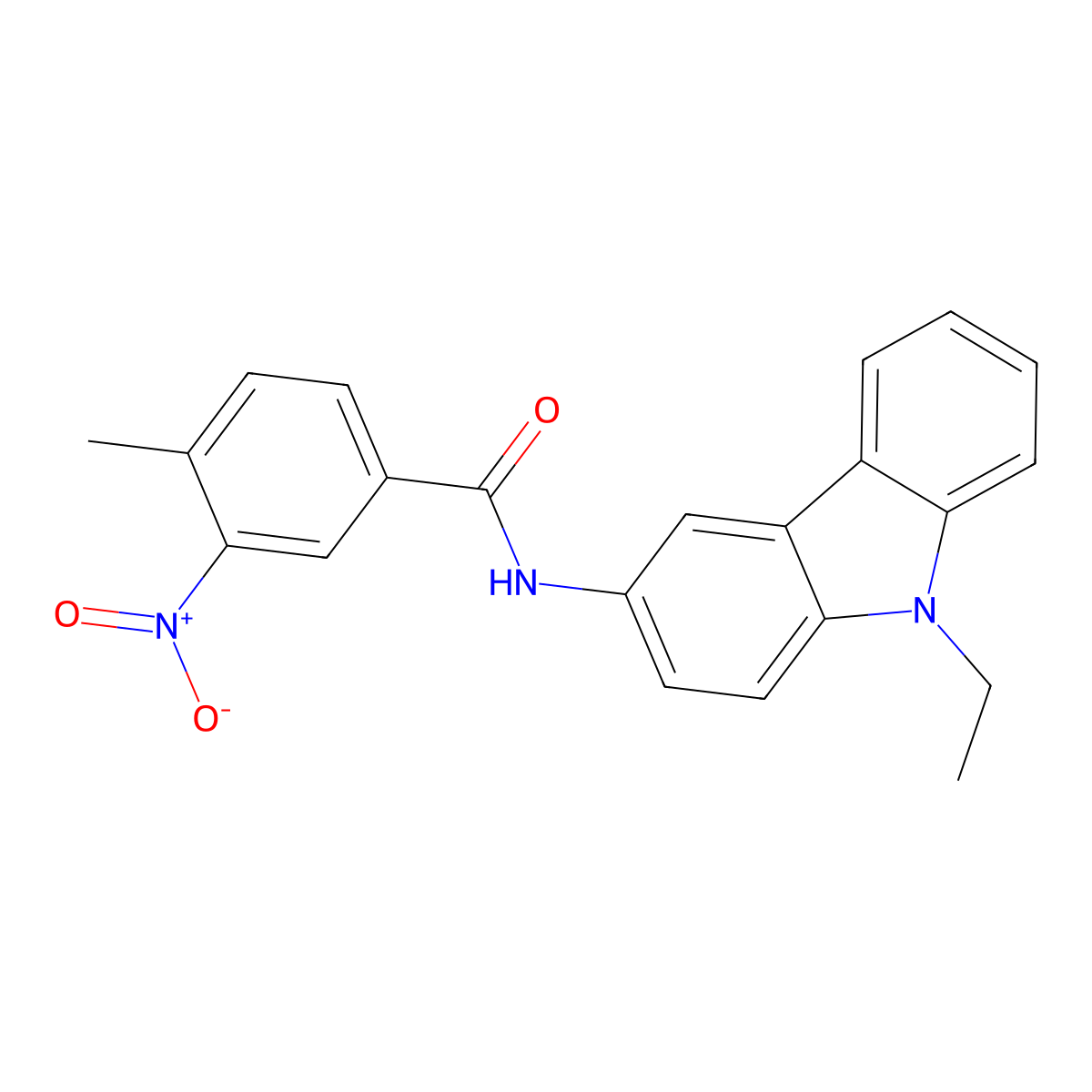 N-(9-ethyl-9H-carbazol-3-yl)-4-methyl-3-nitrobenzamide molecular structure, CAS 424796-37-2